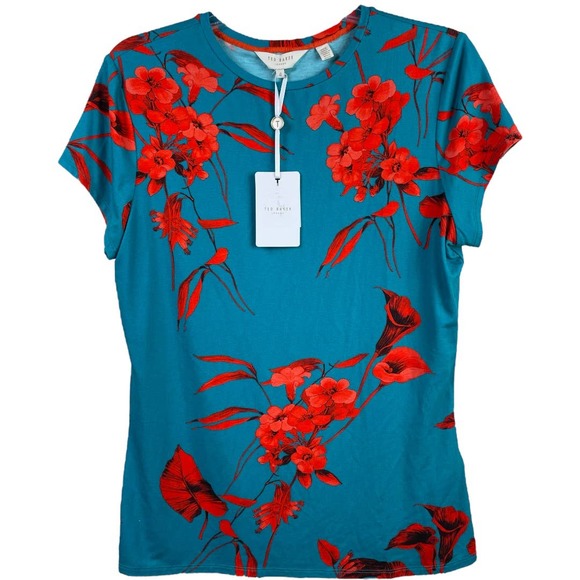 Ted Baker Tops - NWT Ted Baker Fantasia Fitted Tee Turquoise Size 4
